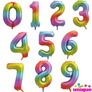 Shaped Bright Rainbow 34" Number Balloon 0-9 - Inflated
